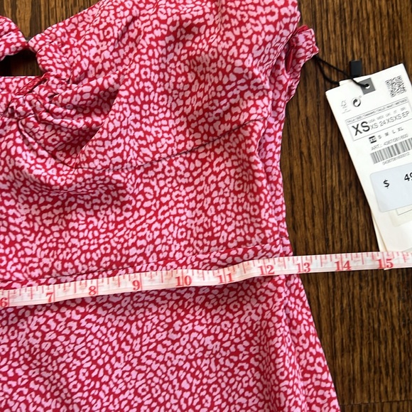 NWT Zara, pink and red midi dress, XS - Picture 3 of 8